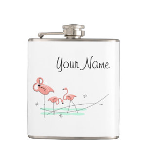 Flamingo Ocean Trio Name wrapped flask