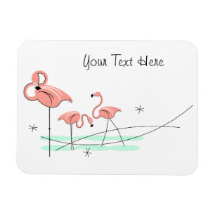 Flamingo Ocean Trio Text magnet flexible
