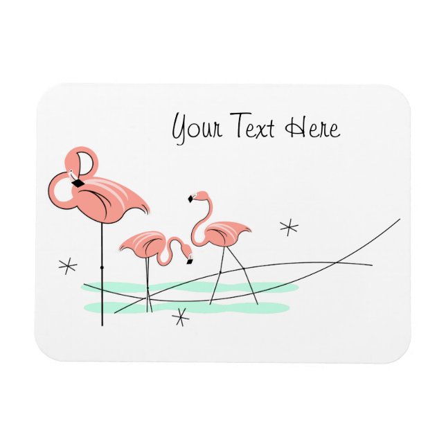 Flamingo Ocean Trio Text magnet flexible (Horizontal)