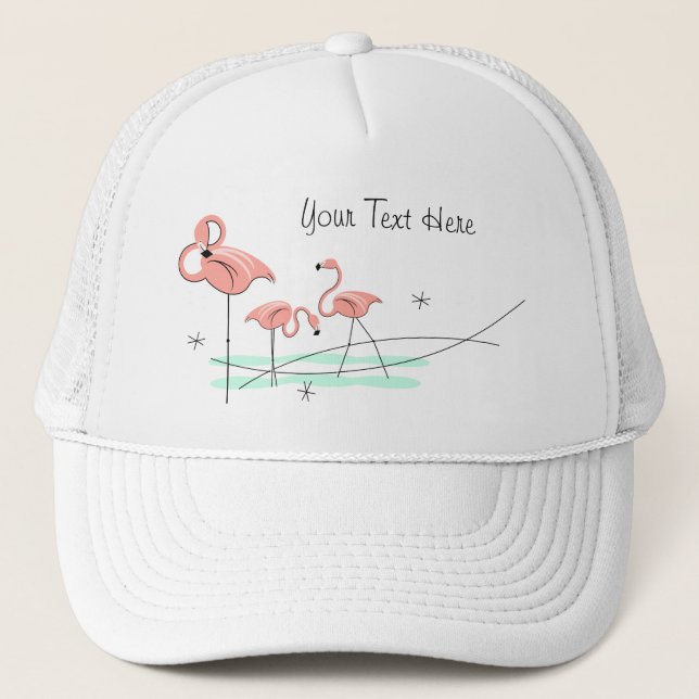 Flamingo Ocean Trio 'Text' trucker hat (Front)