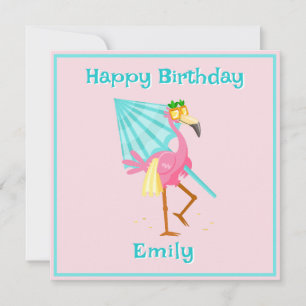 Flamingo off to the Beach Card