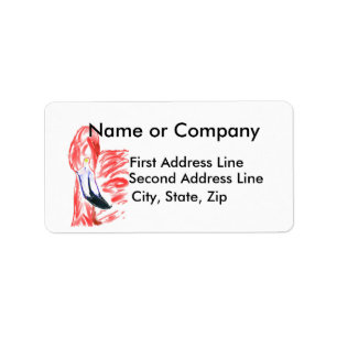 Flamingo Oil Painting Pink Flamingoe drawing Label