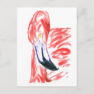 Flamingo Oil Painting Pink Flamingoe drawing Postcard