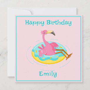 Flamingo on a Pool Ring Card