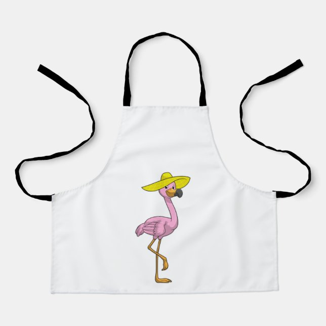 Flamingo on Beach with Hat Apron (Front)
