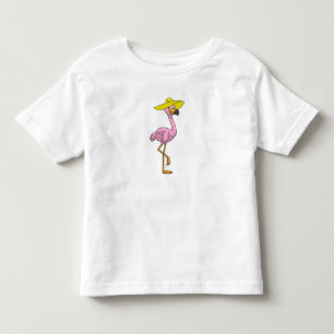 Flamingo on Beach with Hat Toddler T-Shirt