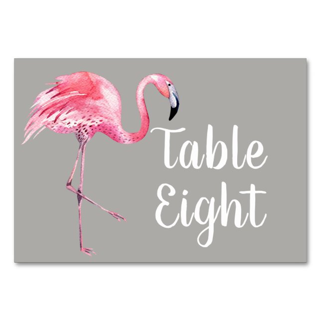 Flamingo on Grey Table Number (Front)