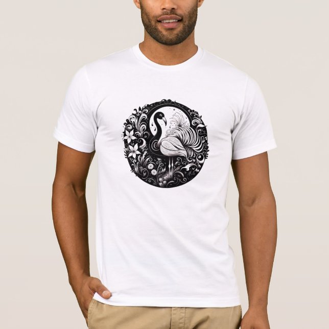 Flamingo On Mandala Ornament T-Shirt (Front)