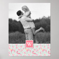 Flamingo On Polka Dots | Photo With Monogram