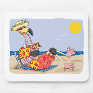 Flamingo On the Beach Mouse Mat