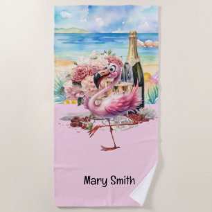 Flamingo on the beach  towel
