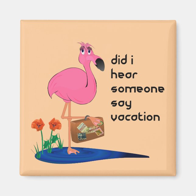 Flamingo on Vacation Magnet (Front)