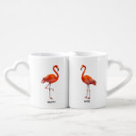 Flamingo on White Coffee Mug Set<br><div class="desc">Beautiful flamingo couple on white background.  Text only on the front side.</div>