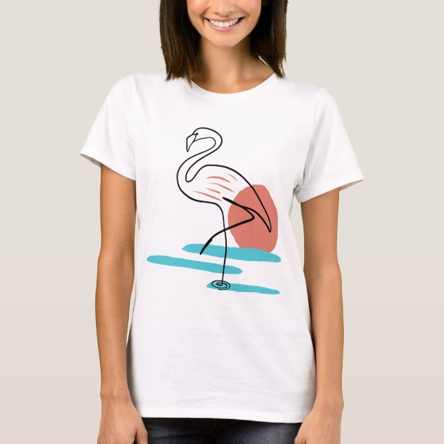 Flamingo one line T-Shirt (Front)