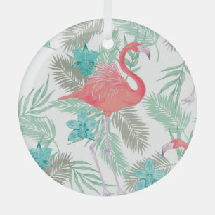 Flamingo, orchid: romantic vintage pattern. glass tree decoration