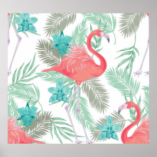 Flamingo, orchid: romantic vintage pattern. poster