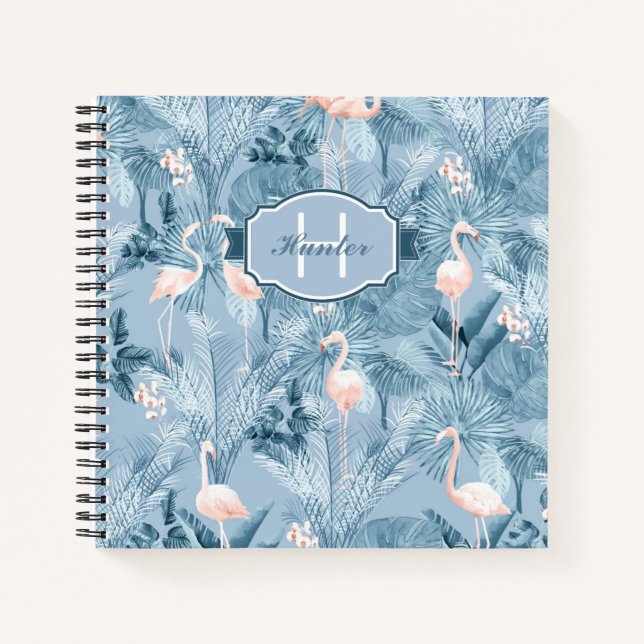 Flamingo Orchid Tropical Pattern Blue ID868 Notebook (Front)