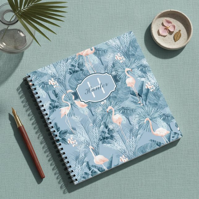 Flamingo Orchid Tropical Pattern Blue ID868 Notebook (Creator Uploaded)