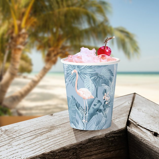 Flamingo Orchid Tropical Pattern Blue ID868 Paper Cups (Creator Uploaded)