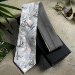 Flamingo Orchid Tropical Pattern Gray ID868 Tie<br><div class="desc">This necktie features a gorgeous pattern of flamingos surrounded by abundant tropical foliage and orchids in warm gray and blush pink. The size of this seamless pattern can be reduced to add more flamingos or enlarged and moved to include only your favorites from six different poses. Search ID868 to see...</div>