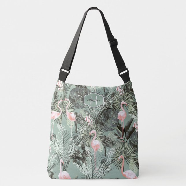 Flamingo Orchid Tropical Pattern Sage ID868 Crossbody Bag (Front)