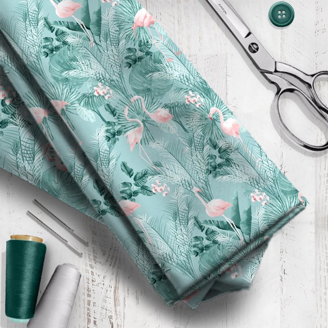 Flamingo Orchid Tropical Pattern Teal ID868 Fabric (Creator Uploaded)