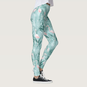 Flamingo Orchid Tropical Pattern Teal ID868 Leggings