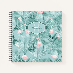 Flamingo Orchid Tropical Pattern Teal ID868 Notebook