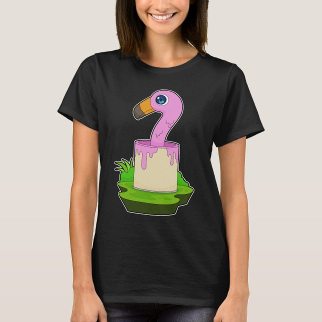 Flamingo Painter Paint bucket Painting T-Shirt (Front)