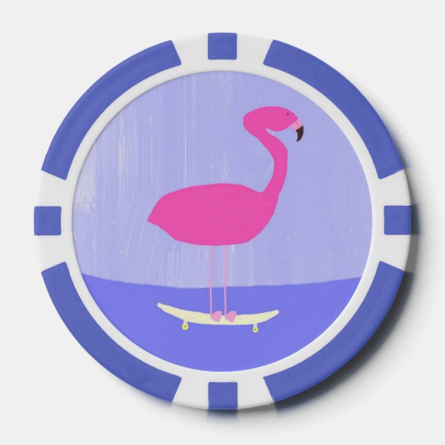 flamingo painting art poker chips (Front)