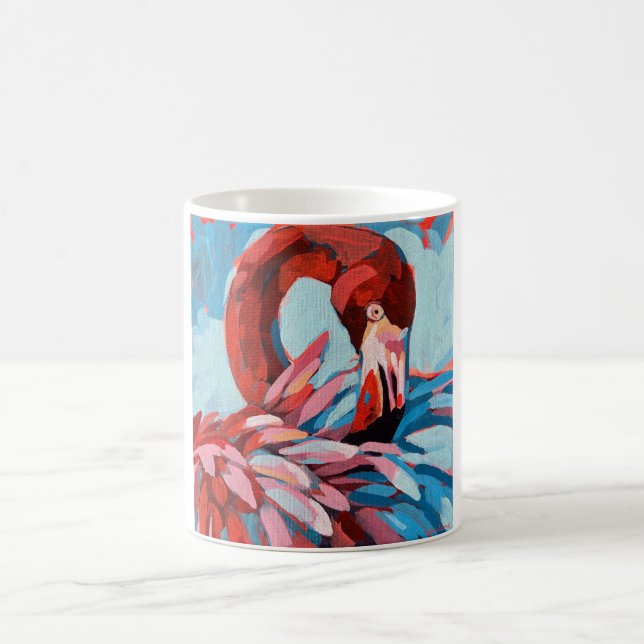 Flamingo Painting - Gift for Flamingo Lovers Coffee Mug (Center)