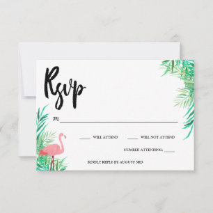 Flamingo & Palm Leaves RSVP Card