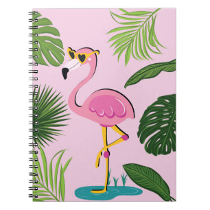 Flamingo Palm Leaves Tropical Design Notebook