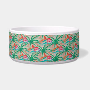 Flamingo Palm Tree Burlap Look