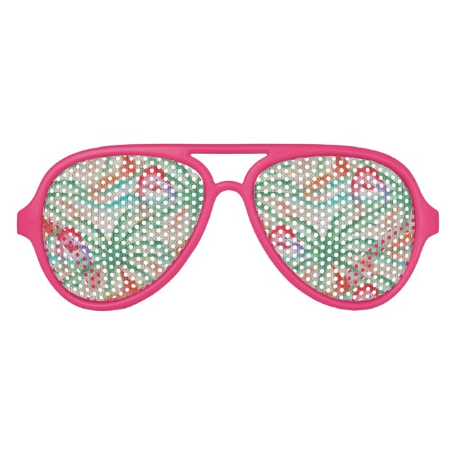 Flamingo Palm Tree Burlap Look Aviator Sunglasses (Front)