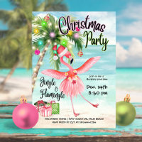 Flamingo Palm Tree Tropical Beach Christmas Party