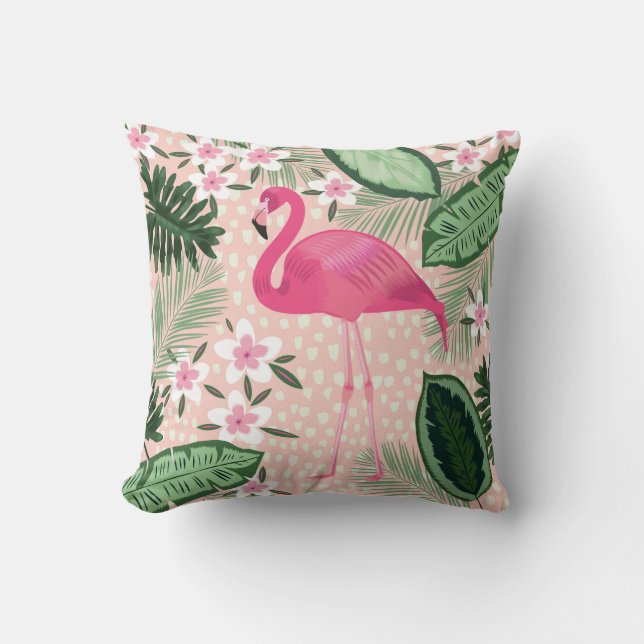 Flamingo, palm trees, kitchen design cushion (Front)