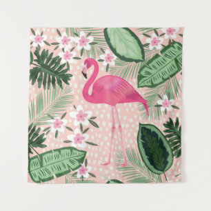 Flamingo, palm trees, kitchen design tapestry