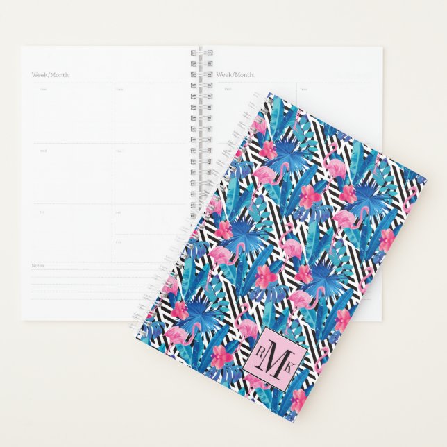Flamingo & Palms on Geometric Pattern Planner (Display)