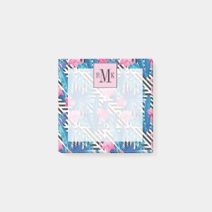 Flamingo & Palms on Geometric Pattern Post-it Notes