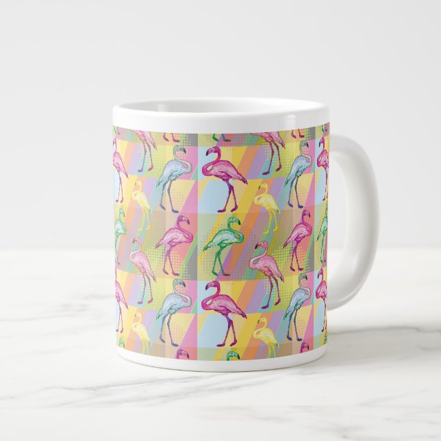 Flamingo Parade Large Coffee Mug (Front Right)