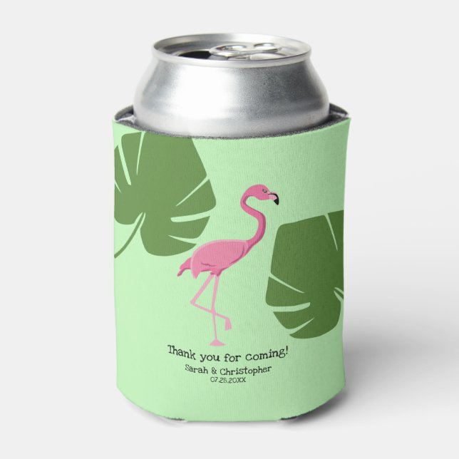 "Flamingo Paradise" Custom Can Cooler with Tropica (Can Front)