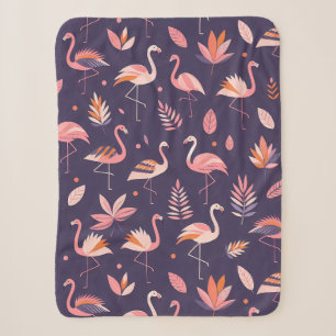 Flamingo Paradise Pattern Sherpa Blanket