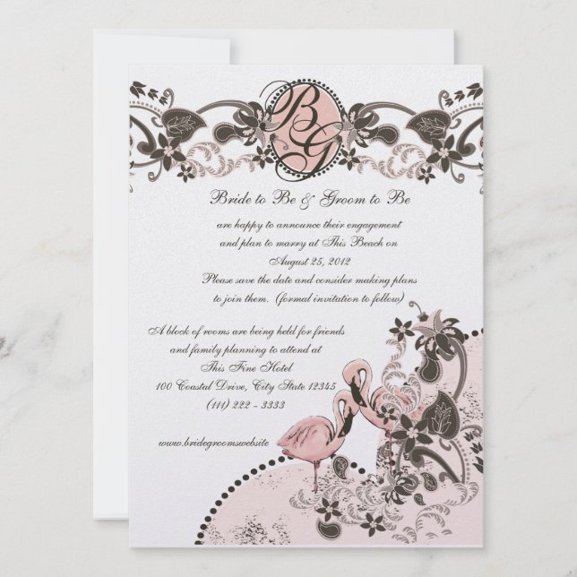Flamingo Paradise Wedding Invitation (Front)