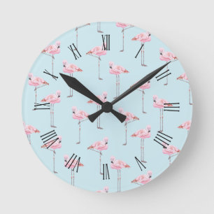 FLAMINGO PARK BLUE Round Wall Clock