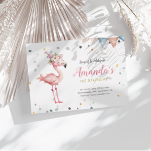 Flamingo Party Animals Pink Birthday Invitation