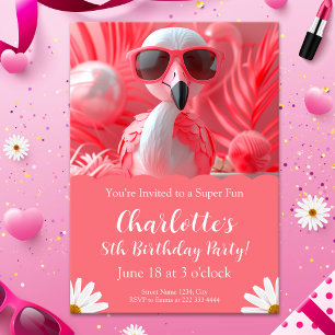 Flamingo Party Birthday for Kids Invitation