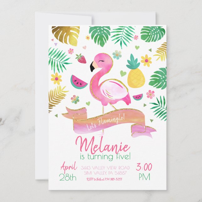 Flamingo Party Invitation, Let's Flamingle Invite (Front)