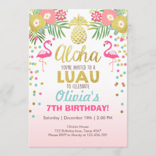 Flamingo party invitation Tropical Birthday luau