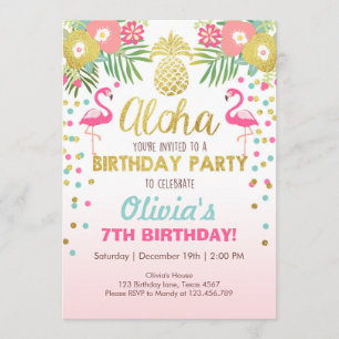 Flamingo party invitation Tropical Birthday luau